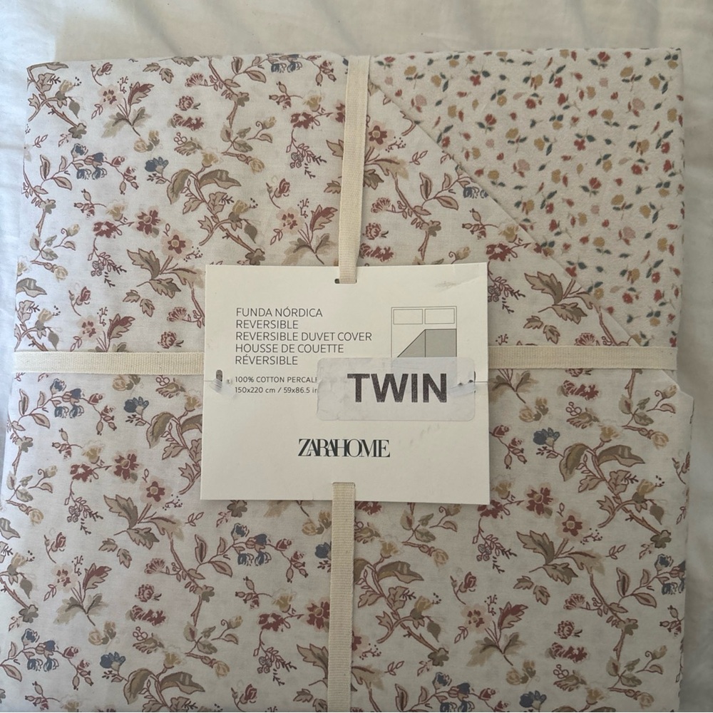 Zara Floral Twin Duvet Cover funda nordica REVERSIBLE 
100% COTTON PERCALE 200TC